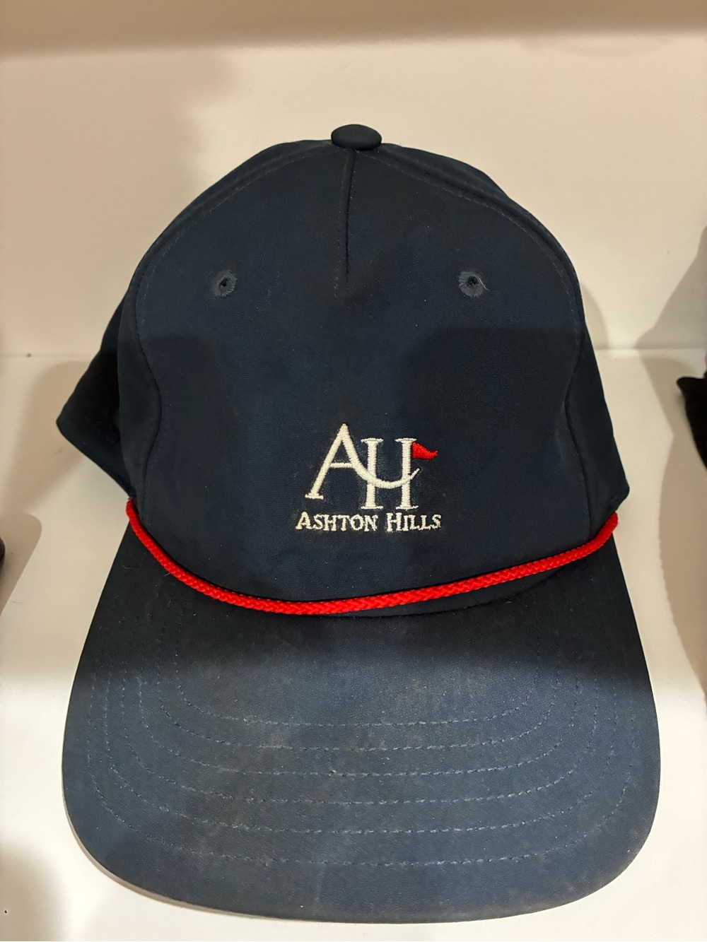 adidas Navy Blue and Red Ashton Hills Rope-Trim Baseball Cap